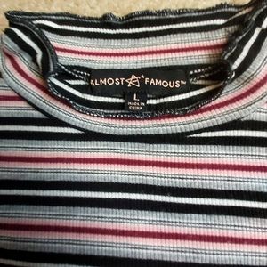 Almost Famous Short Sleeve Striped Casual Top